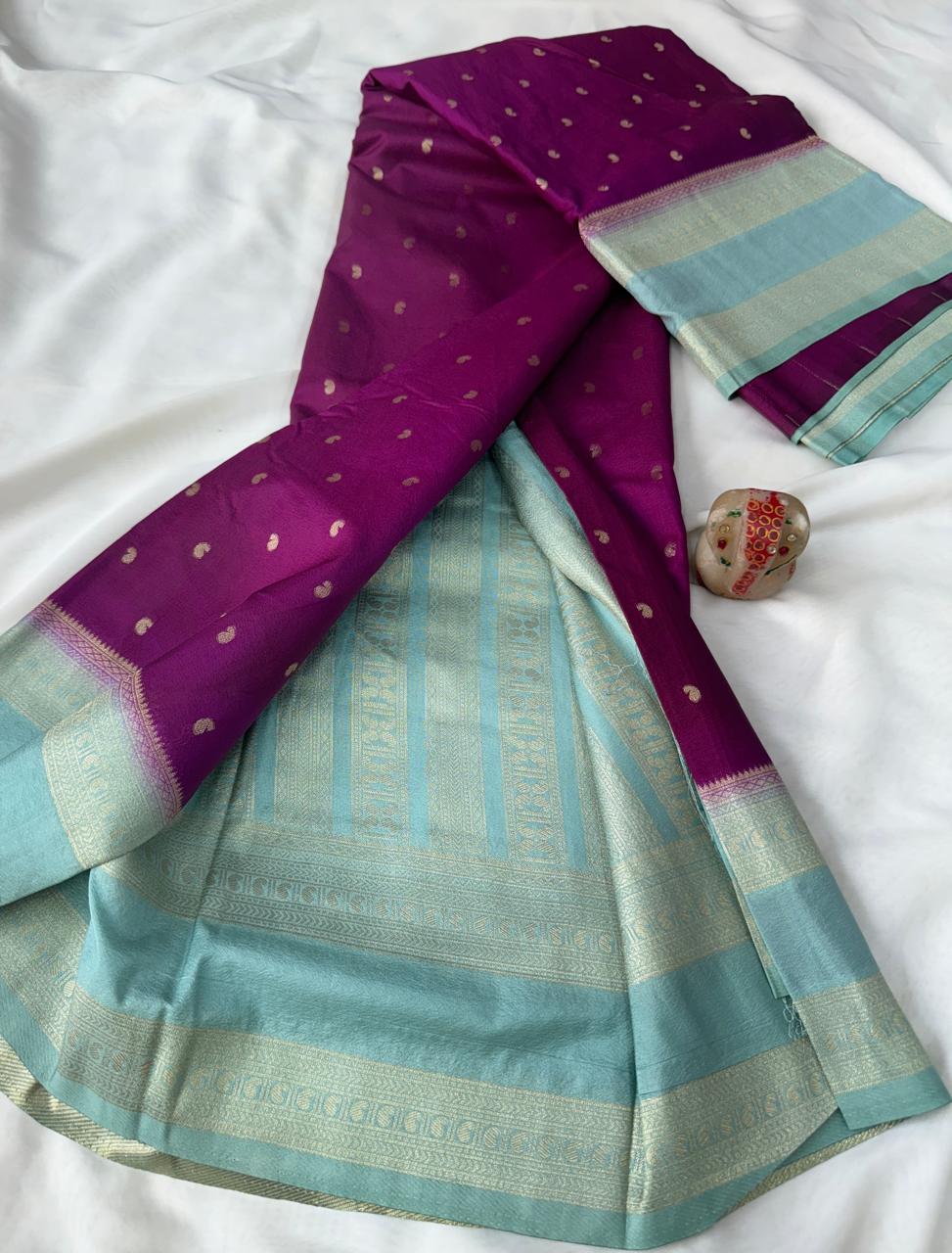 Sindoor Red Mysore Crepe Saree with Contrast Bentex Border and Rich Zari Pallu